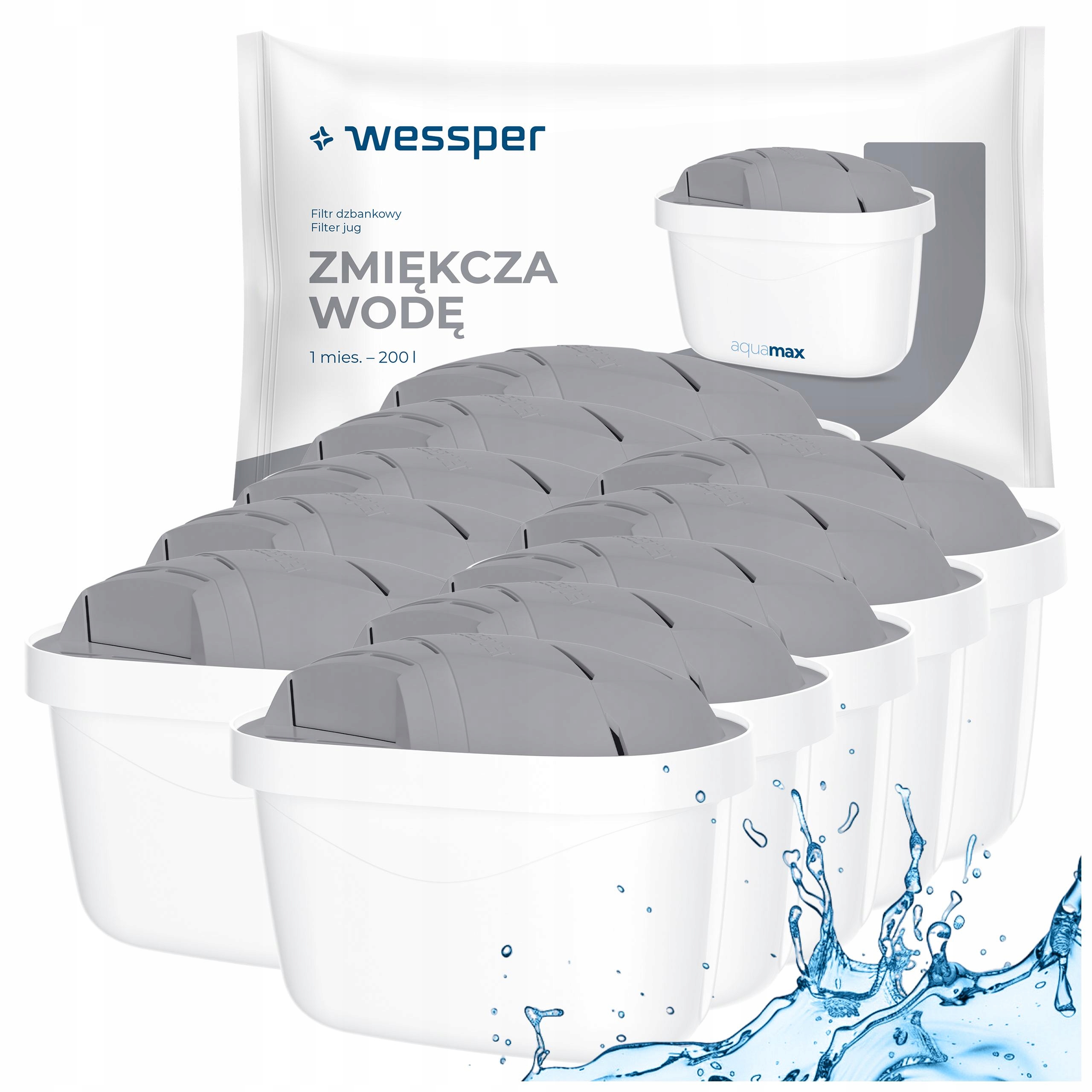 Wessper Protect filtr do wody do dzbanek filtrujący do twardej wody 10x