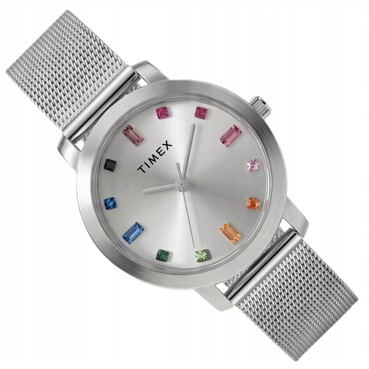Stříbrné Dámské Hodinky Timex Main Street 31 TW2Y48600 Zirkony