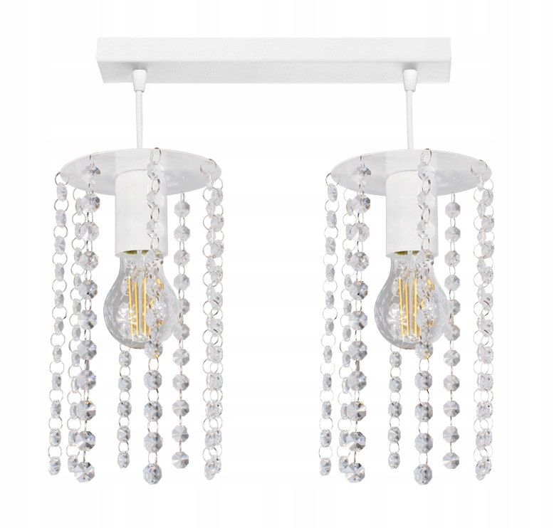 Lustr Závěsná Lampa Crystal 2 Bílá Glamour