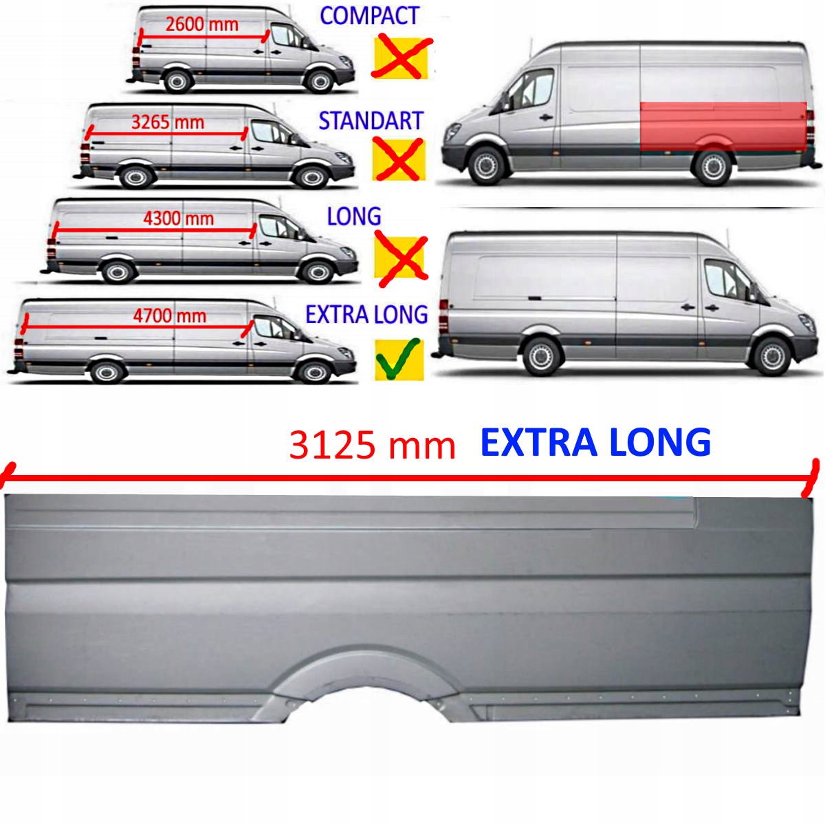 Sprinter 906 Extra Dlouhý 4700 Bok Zadní Blatník 06-L