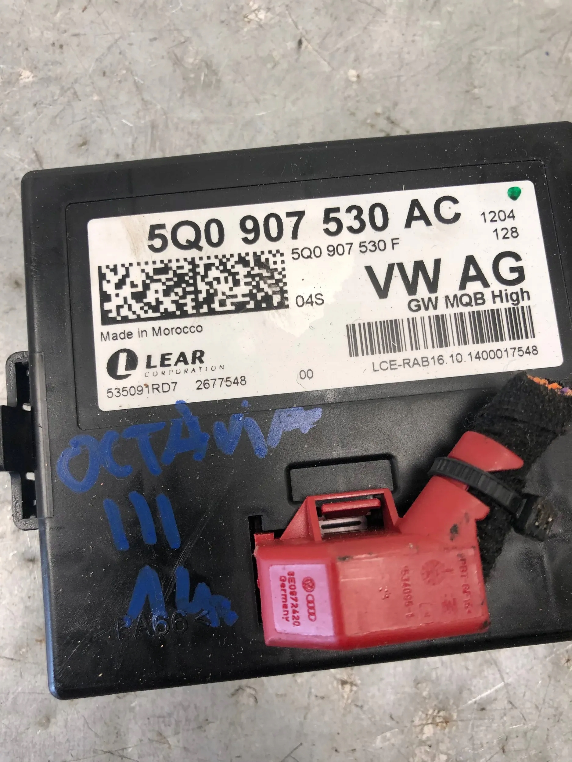 module control unit GATEWAY SKODA OCTAVIA III VRS KOMBI 5Q0907530AC