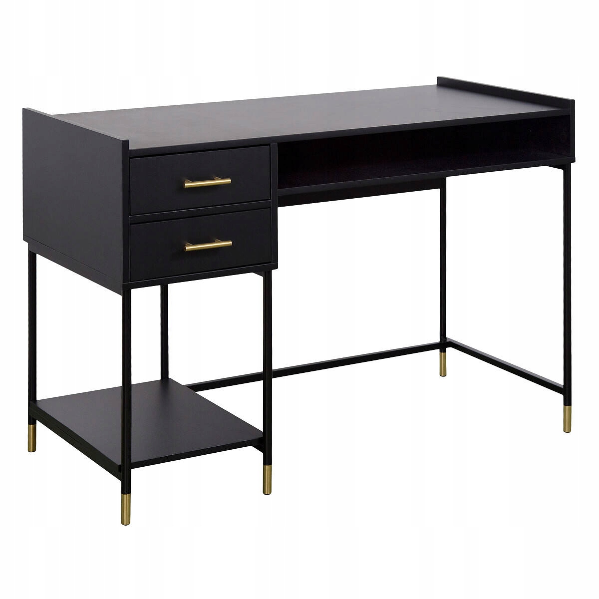 Čierny Stôl s Mdf zásuvkami, zlaté úchytky Do Pracoviska, elegantná konzola