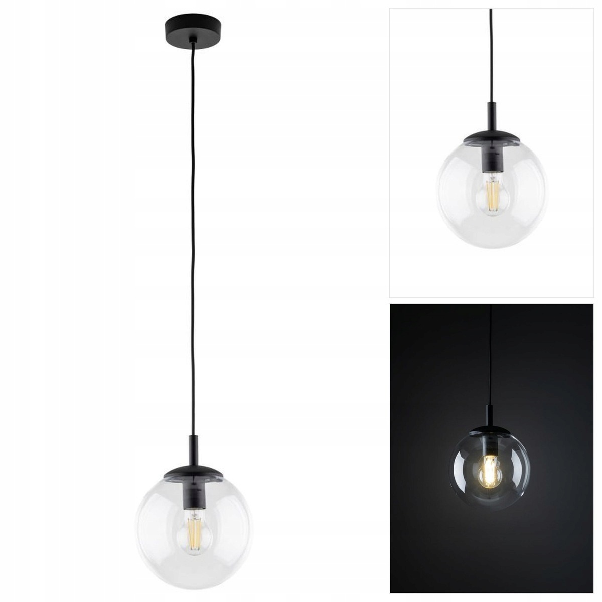 Závěsné svítidlo Esme černé průhledný nad psací stůl v pracovně Tk Lighting