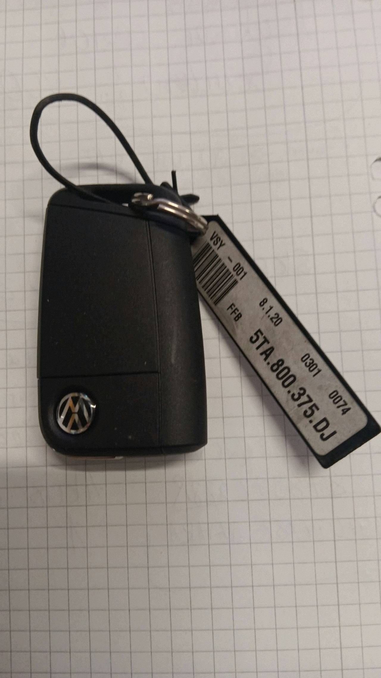 clé couverture PILOT Volkswagen Touran III 5TA800375DJ