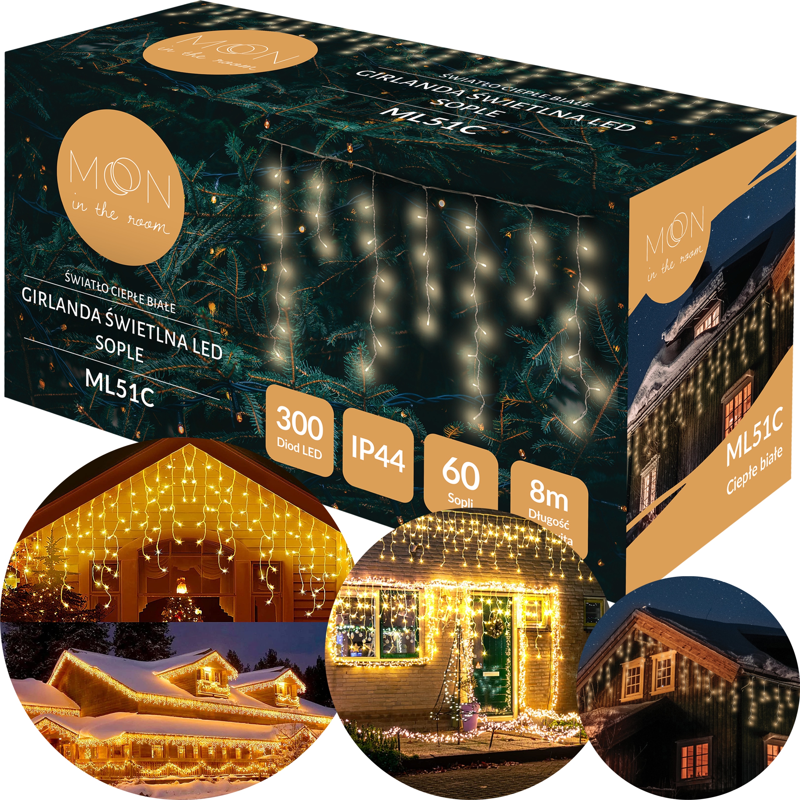 

Sople Flash Led Lampki Zewnętrzne 8 Metrów 300LED