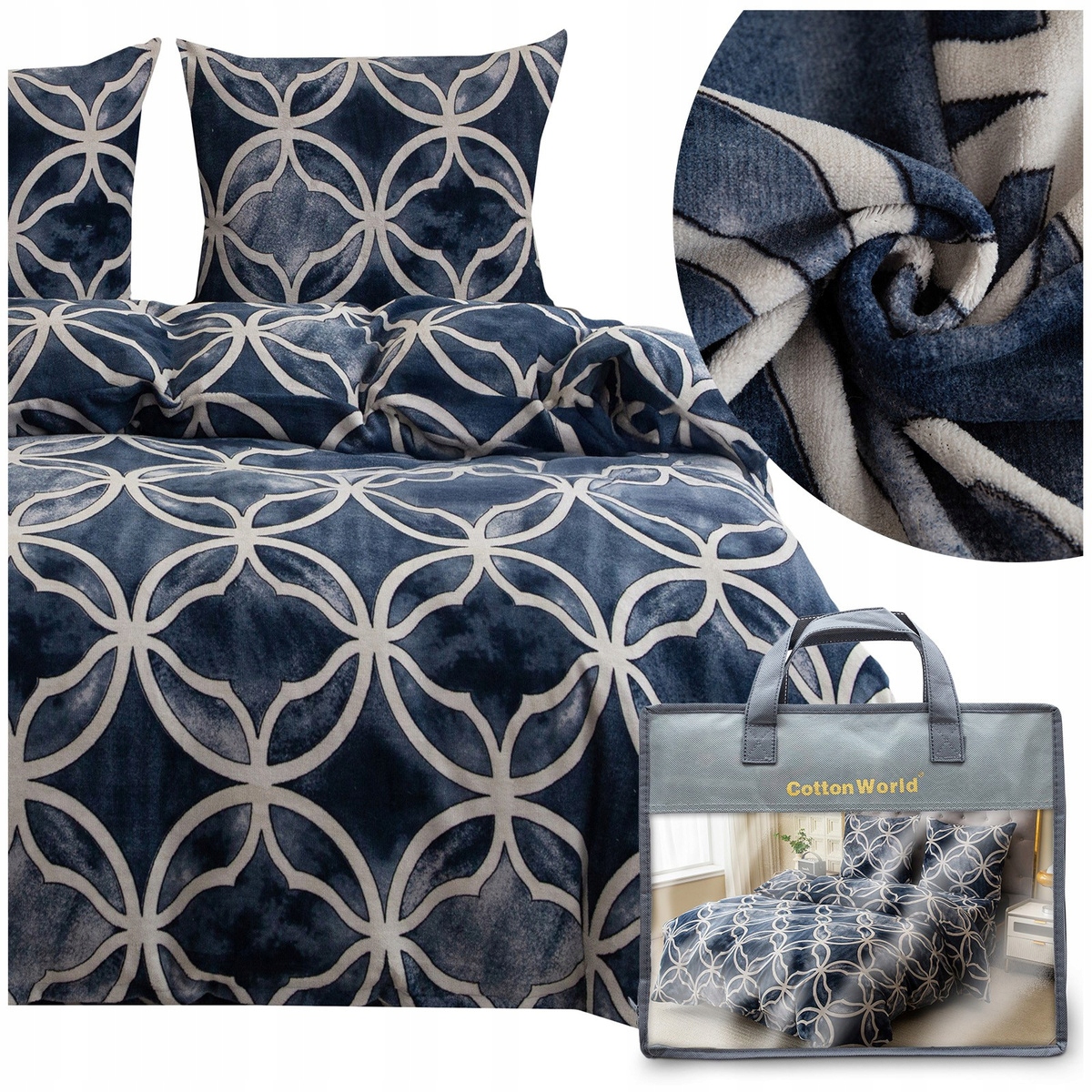 Posteľná Bielizeň 200x220 3-dielna súprava z mikrovlákna Plushová na zimu macko komplet Martino