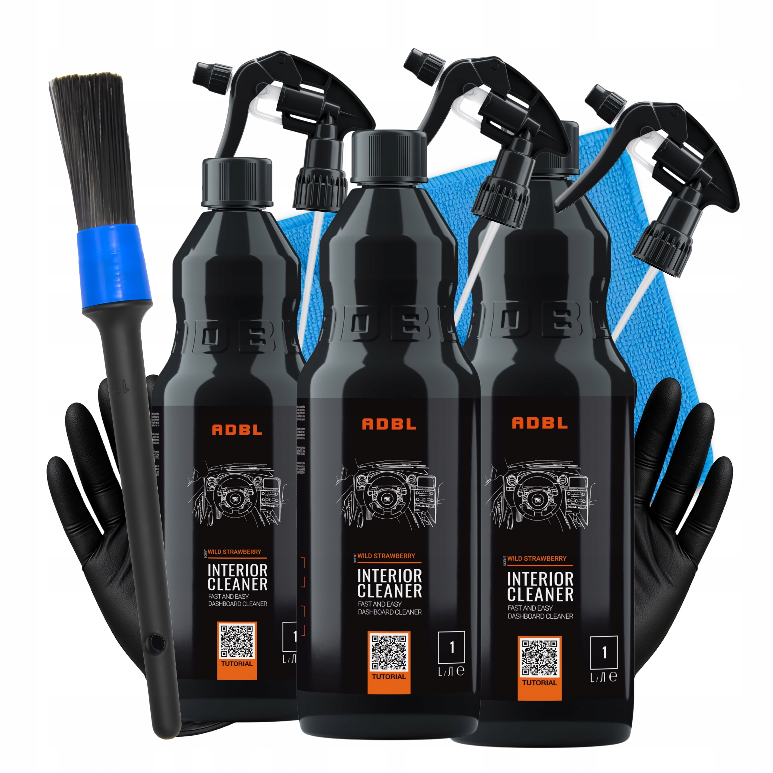 Zestaw do wnętrza Adbl Interior Cleaner 3x1L z pędzelkiem i mikrofibrą