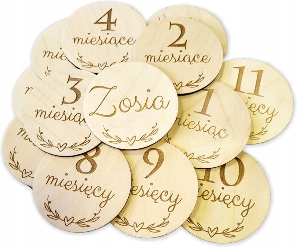 Деревянные таблички карты с месяцами для детских фотографий 15шт. ПЕРВЫЙ ГОД