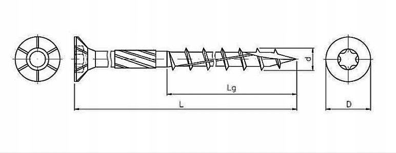 Wkręty ciesielskie stożkowe 6x220 mm TORX 100 szt Rodzaj inny