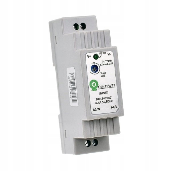 Zasilacz na szynę Din TH35 12V 1,25A 15W Led