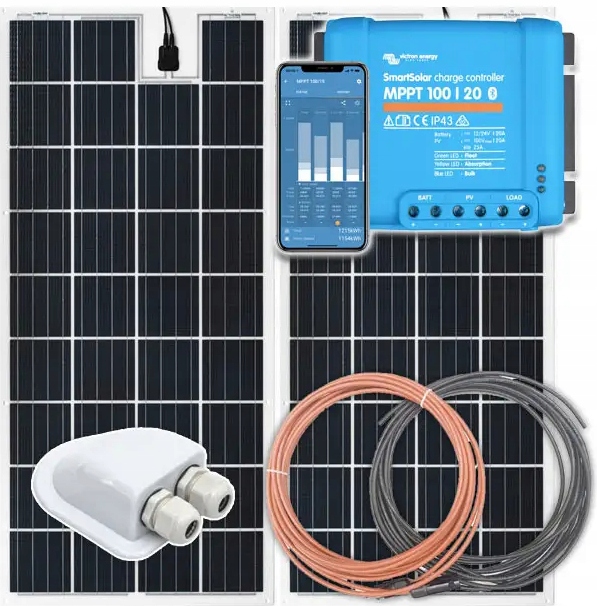 ZESTAW SOLARNY KAMPER PANEL REGULATOR MPPT 300W