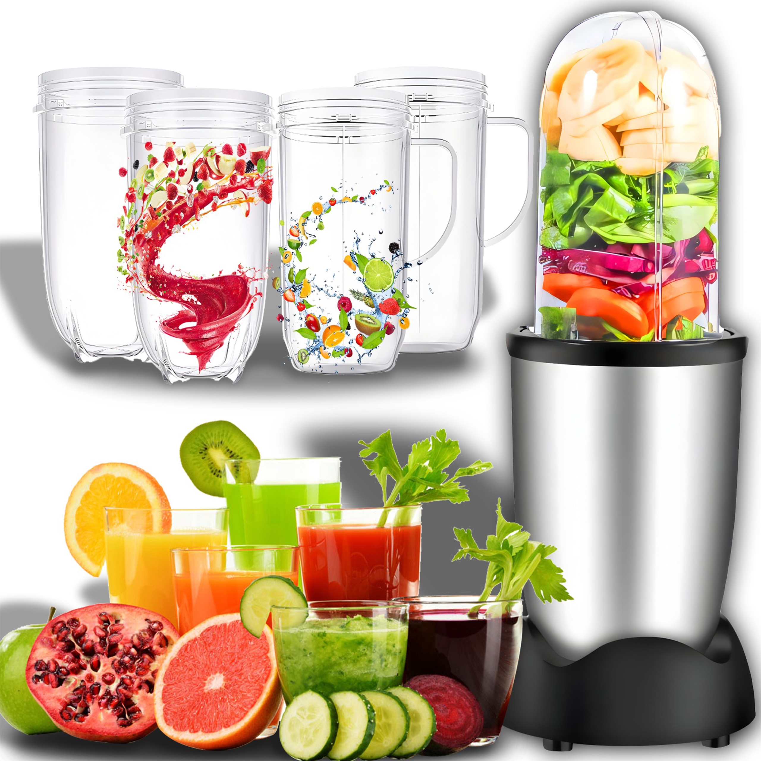 Robot Kuchenny Blender Kielichowy 600W Wielofunkcyjny 2 Kubki 470 ml Duży