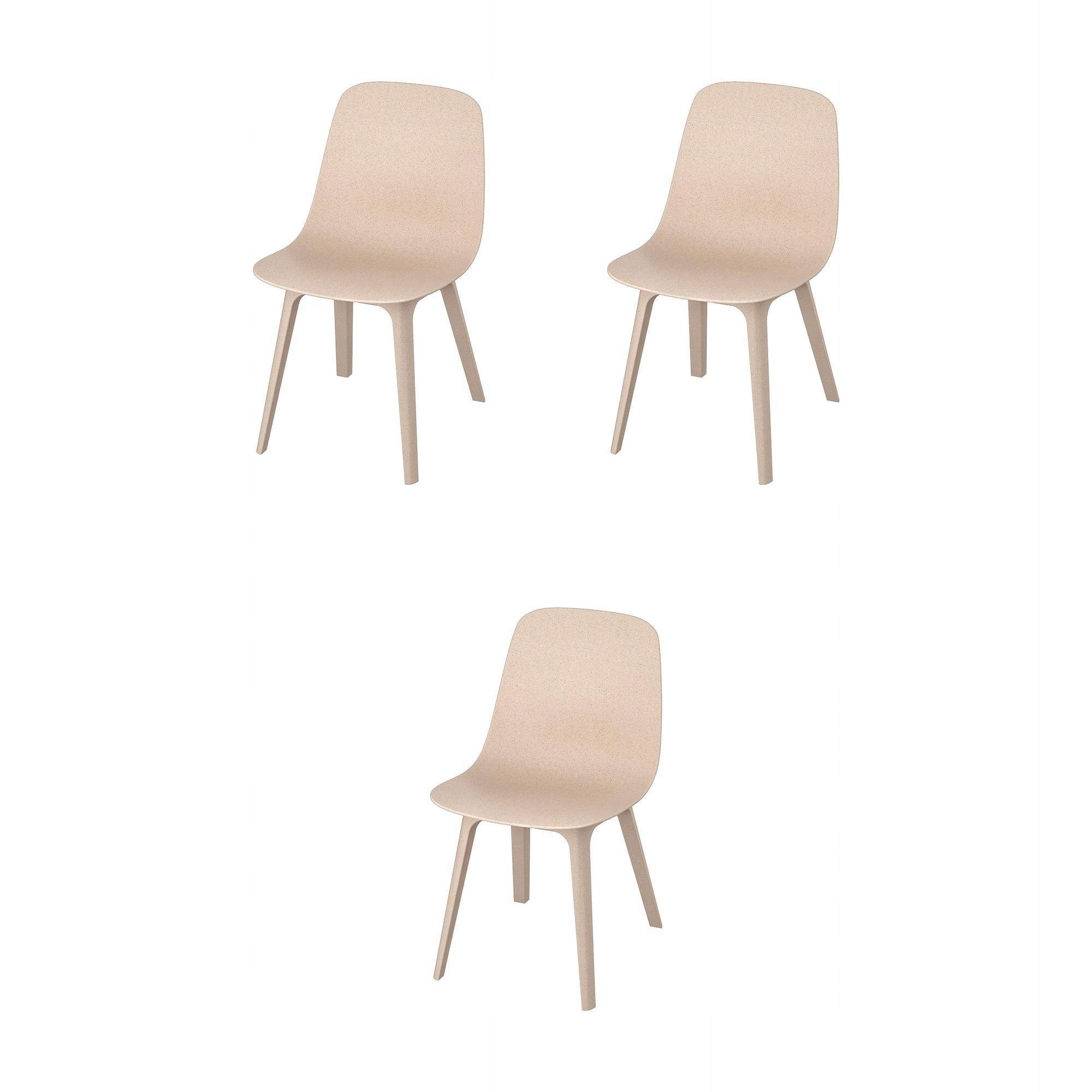 3 szt. Krzesło Odger biały beżowy ergonomiczne nowoczesne design