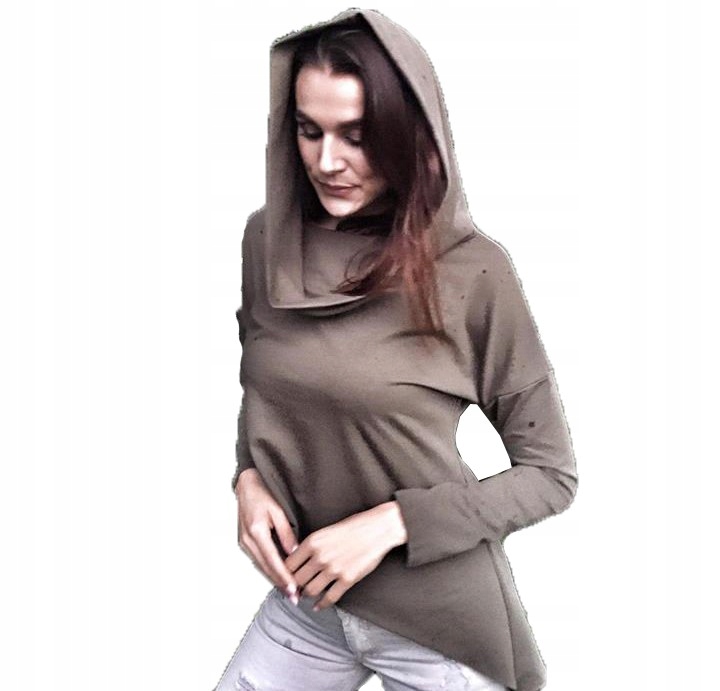 

Asymetryczna Tunika Bluza Sukienka Komin Kaptur S