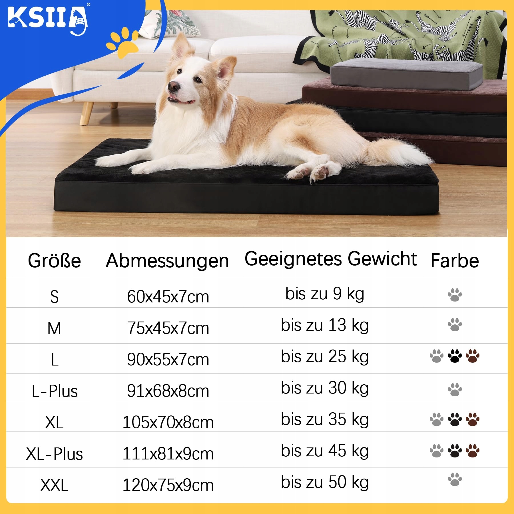 KSIIA Ortopedyczne Legowisko Dla Dużych Psów XXL Szare 120x75x9cm — miniatura 6