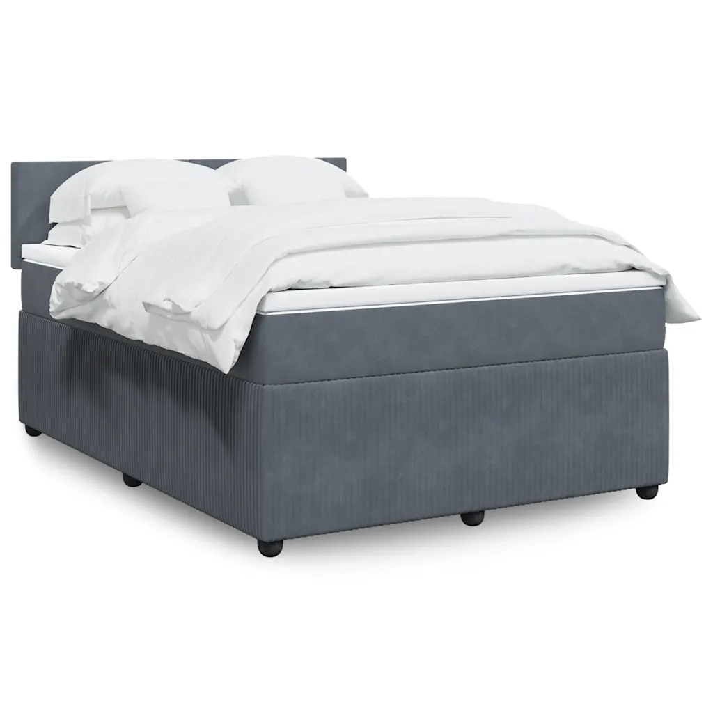 vidaXL Box spring postel s matrací tmavě šedý 140 x 190 cm samet