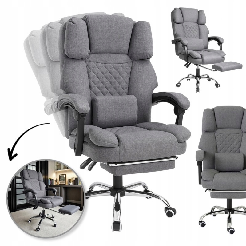 Otočná kancelárska stolička Master s podnožkou a masážnym prístrojom šedá Materiál KO3