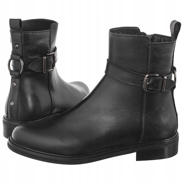 Boty Dámské Kotníkové Boty Kožené Nessi Černé 21142 Černé