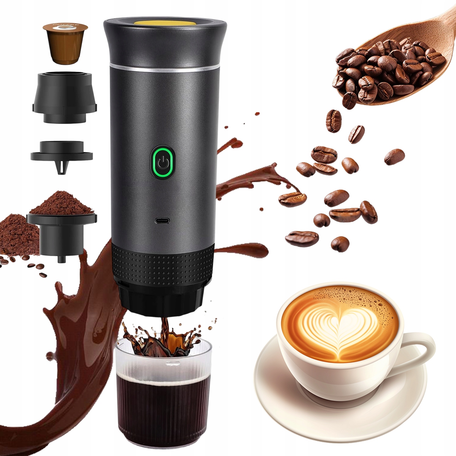 Přenosný Turistický Kávovar Na Cestování Bezdrátový 15 Bar