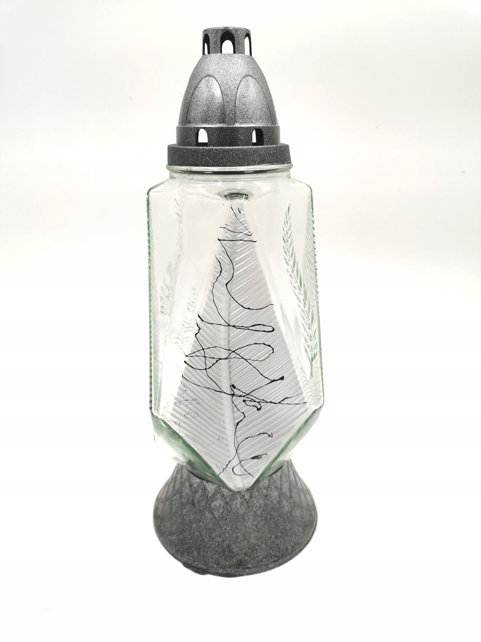 ZNICZ LIŚĆ PIÓRO SREBRNE NITKA SREBRNY ZNICZ 33 CM