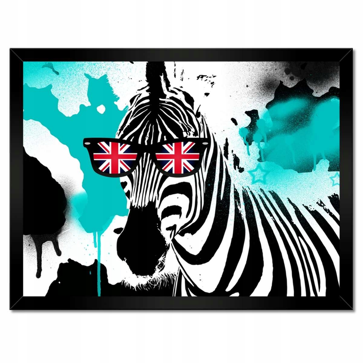 Plakáty v rámu 40x30 Zebra Punk Star Tyrkys