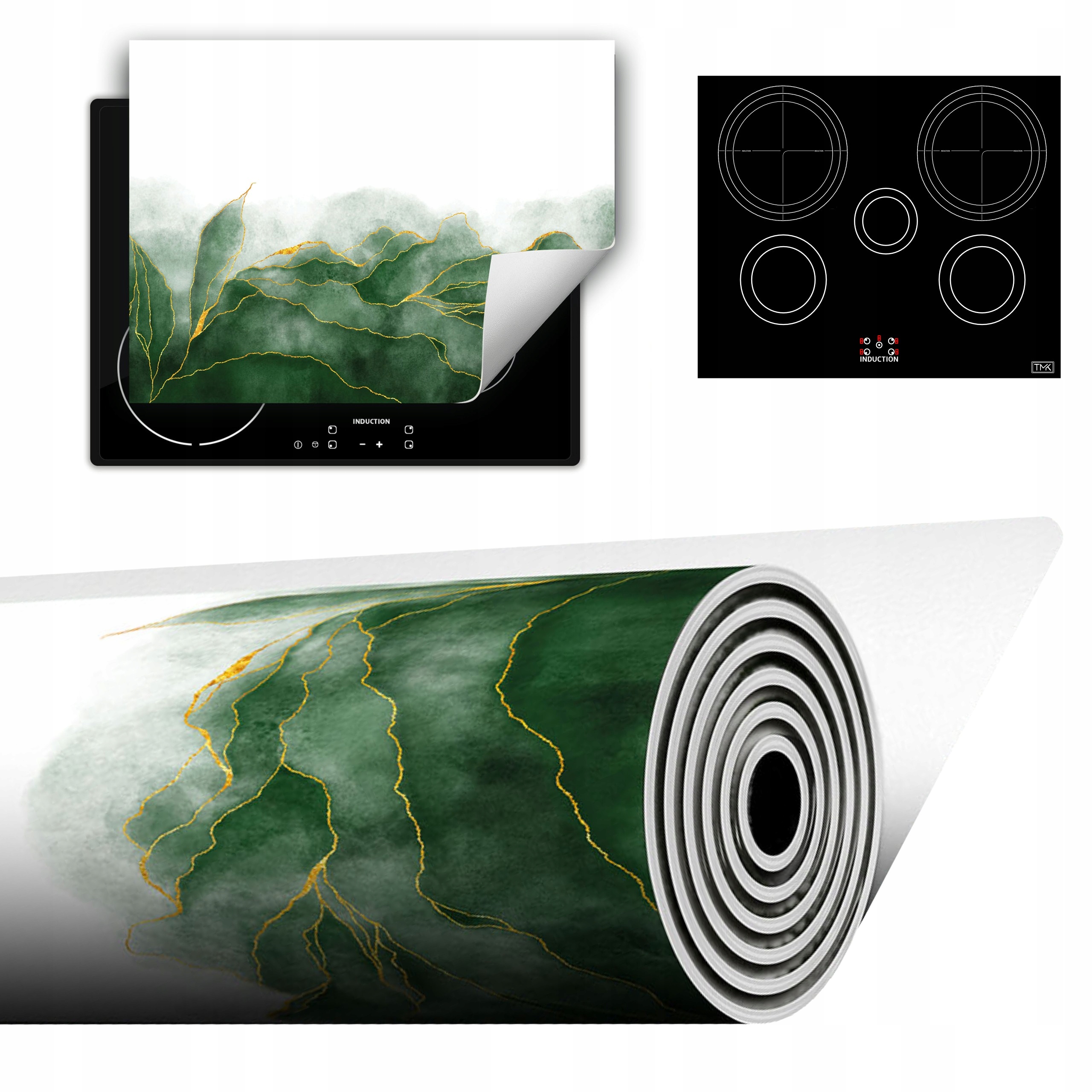 Vinylová Podložka Do Kuchyně Více Místa 70x52 zelená bílá