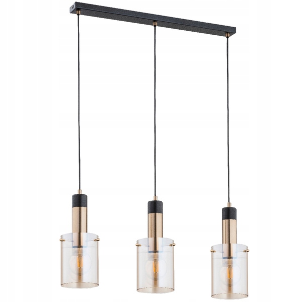 Trojitý podlouhlý závěs Bella Zlatá industriální lampa do jídelny a studia