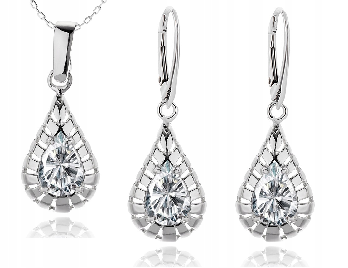 

Komplet Biżuterii Łezki Z Cyrkoniami Angielskie