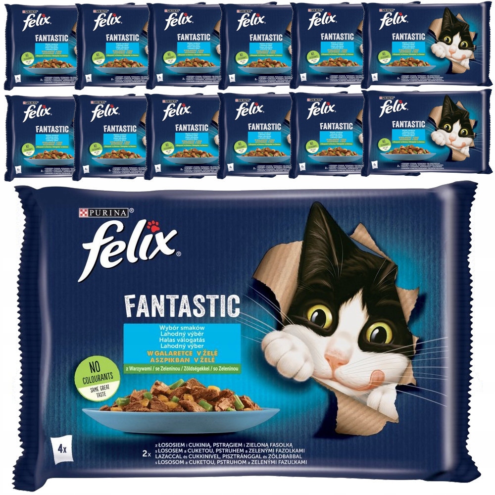 Purina Felix Fantastic Rybne Smaki W Galaretce Mokra Karma Dla Kota 52x85g