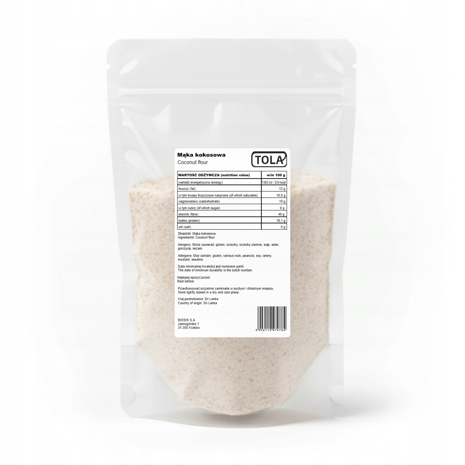 Levně Kokosová mouka 5 kg – přírodní, vysoká kvalita Tola