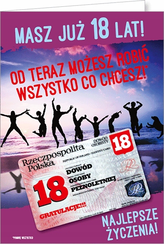 

Kartka na 18 urodziny z dowodem osobistym Gift100