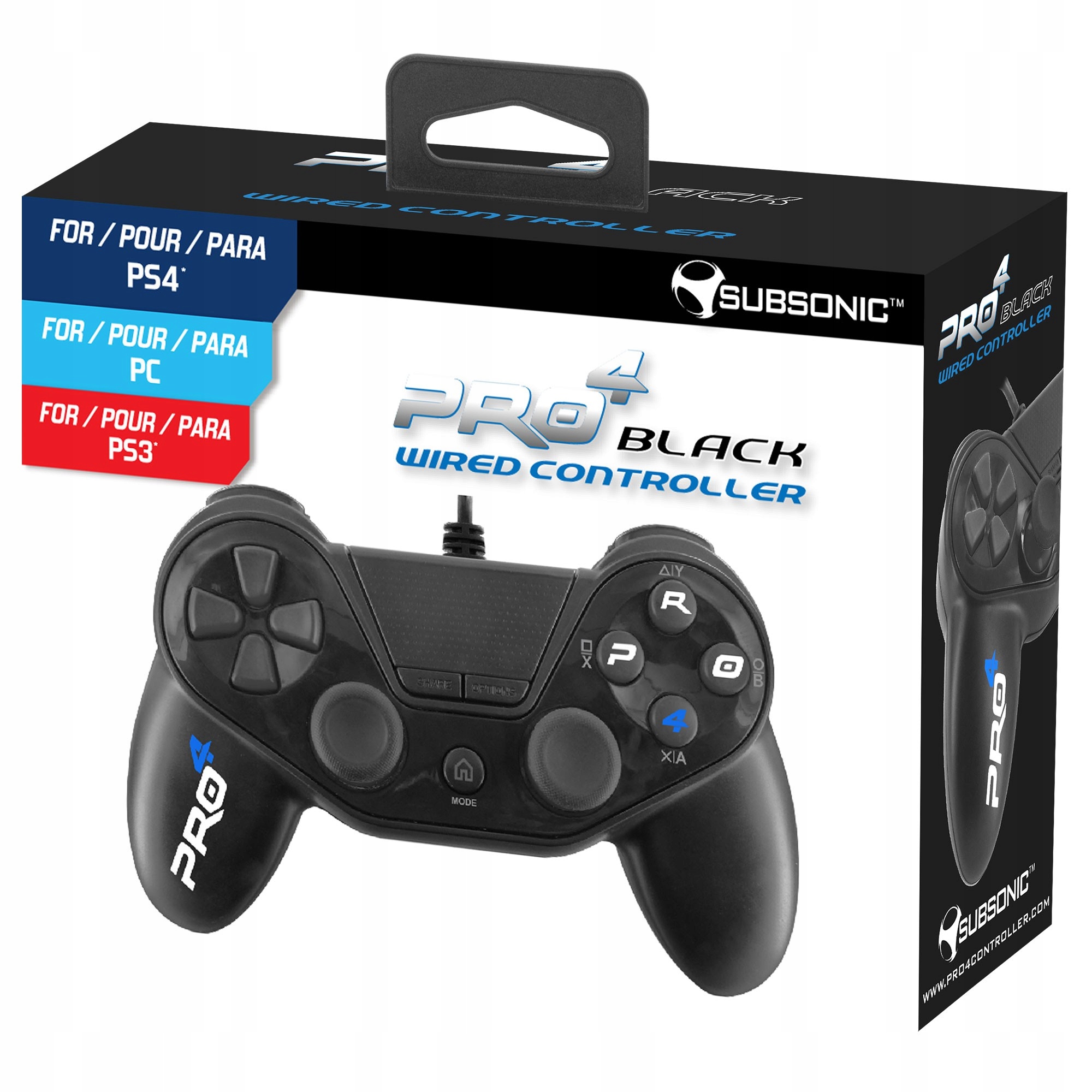 Subsonic Pro 4 Wired Controller (PC/PS3/PS4)