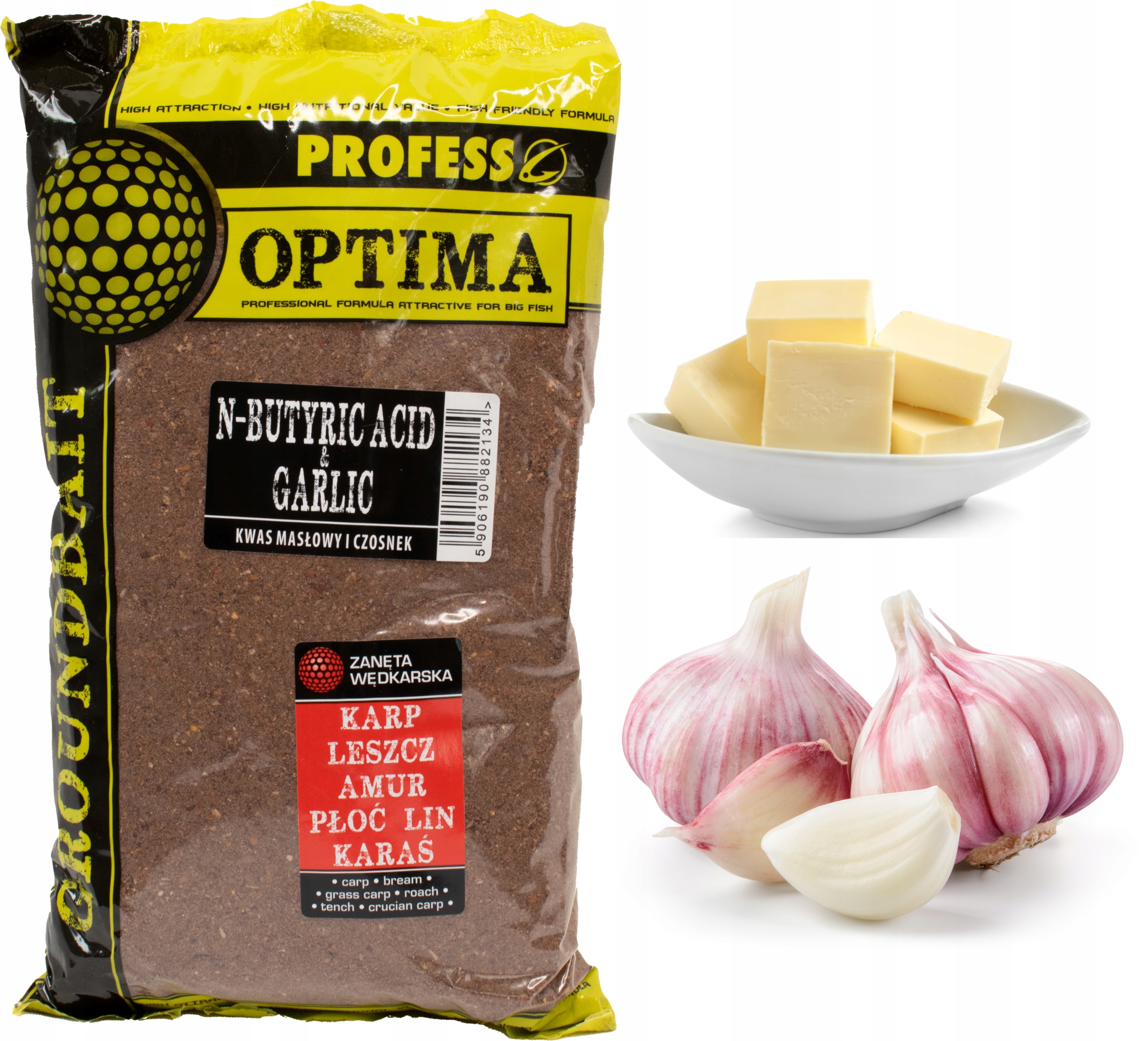Zanęta Profess Optima 1kg KWAS MASŁOWY I CZOSNEK
