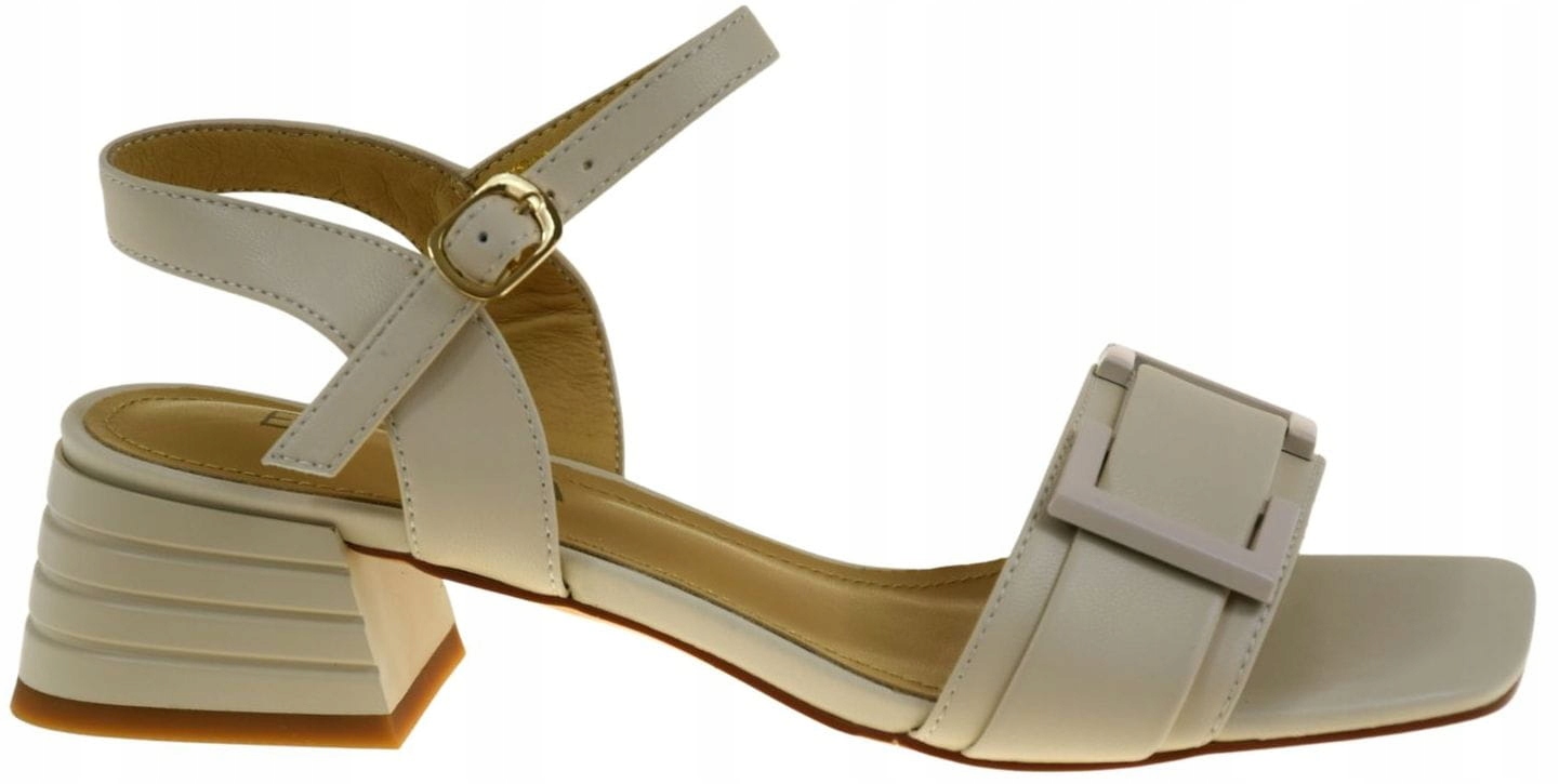 Elegantní béžové sandály na podpatku z přírodní pohodlné kůže Epica C03H260 VEL.40