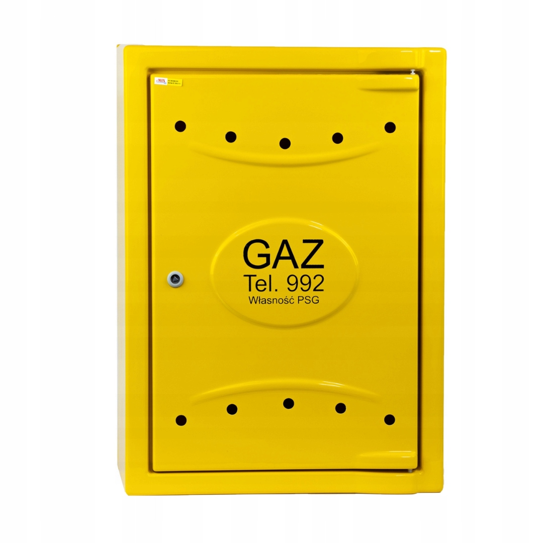 Szafka PUNKT GAZOWY 600x800x250mm ŻÓŁTA PIONOWA na dwa GAZOMIERZE PSG