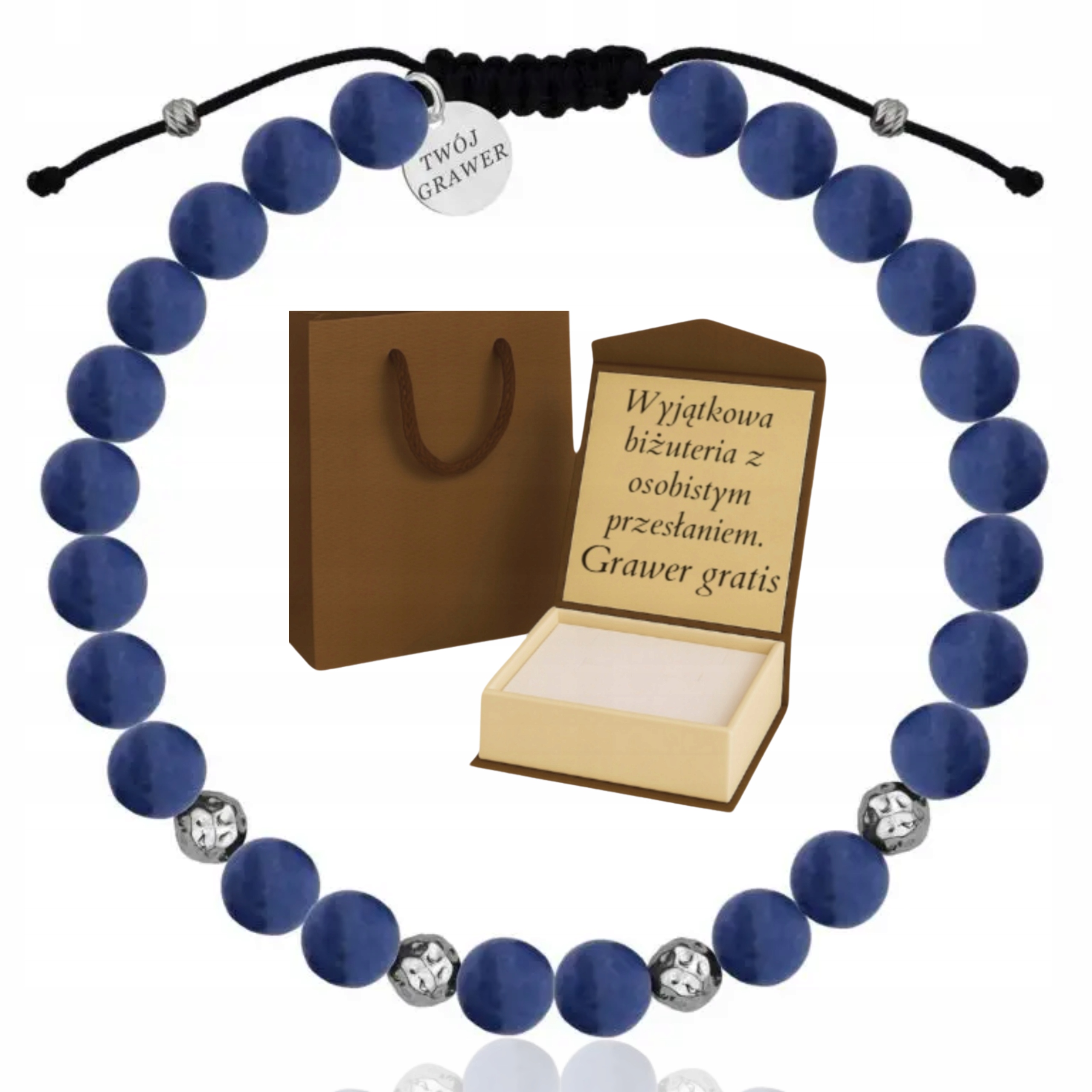 Pánský Náramek Unisex Kámen Solidat Přírodní Stříbro 925 Harmonie Moc