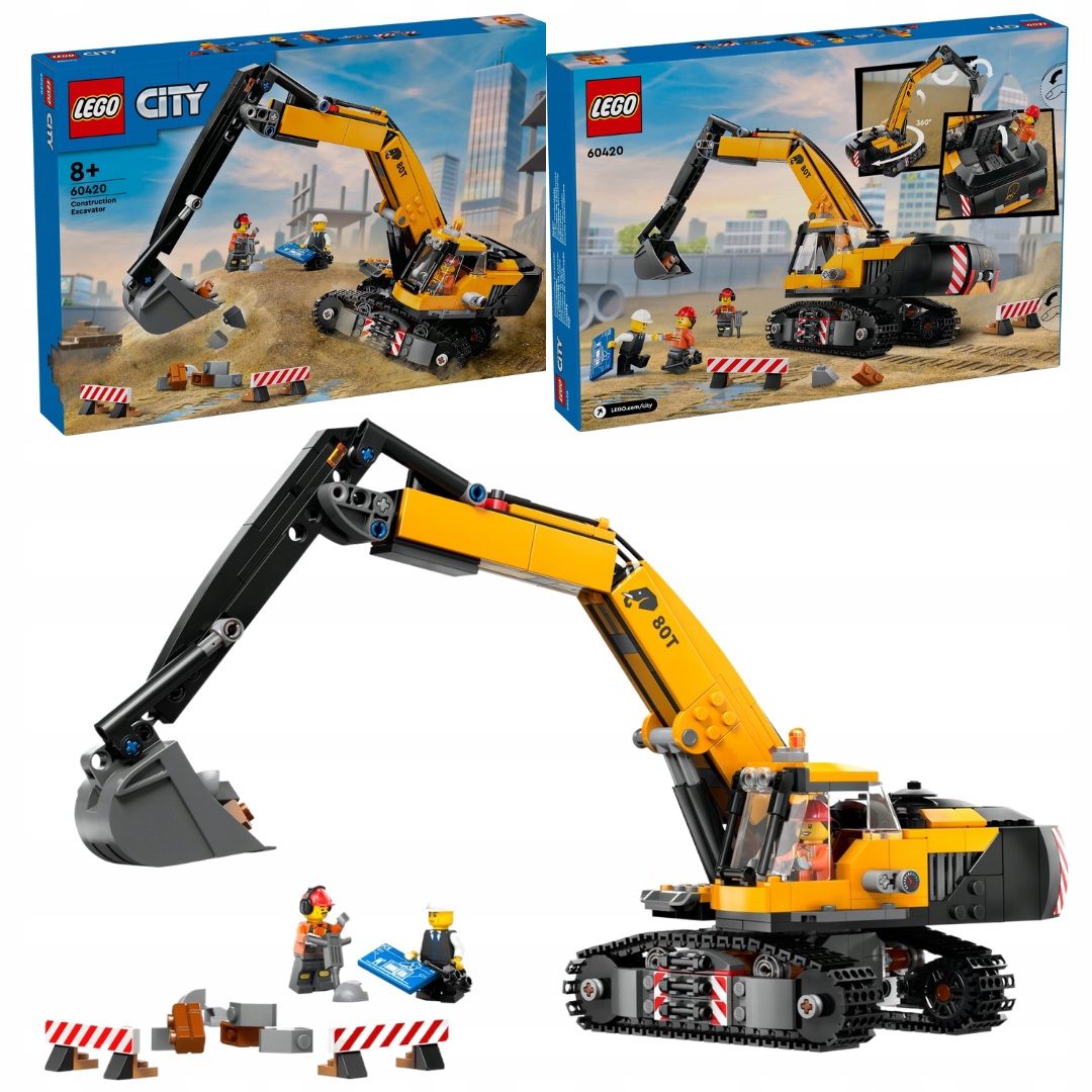 Lego City 60420 Žlutý bagr Stavební vozidlo s otočnou kabinou 3 figurky