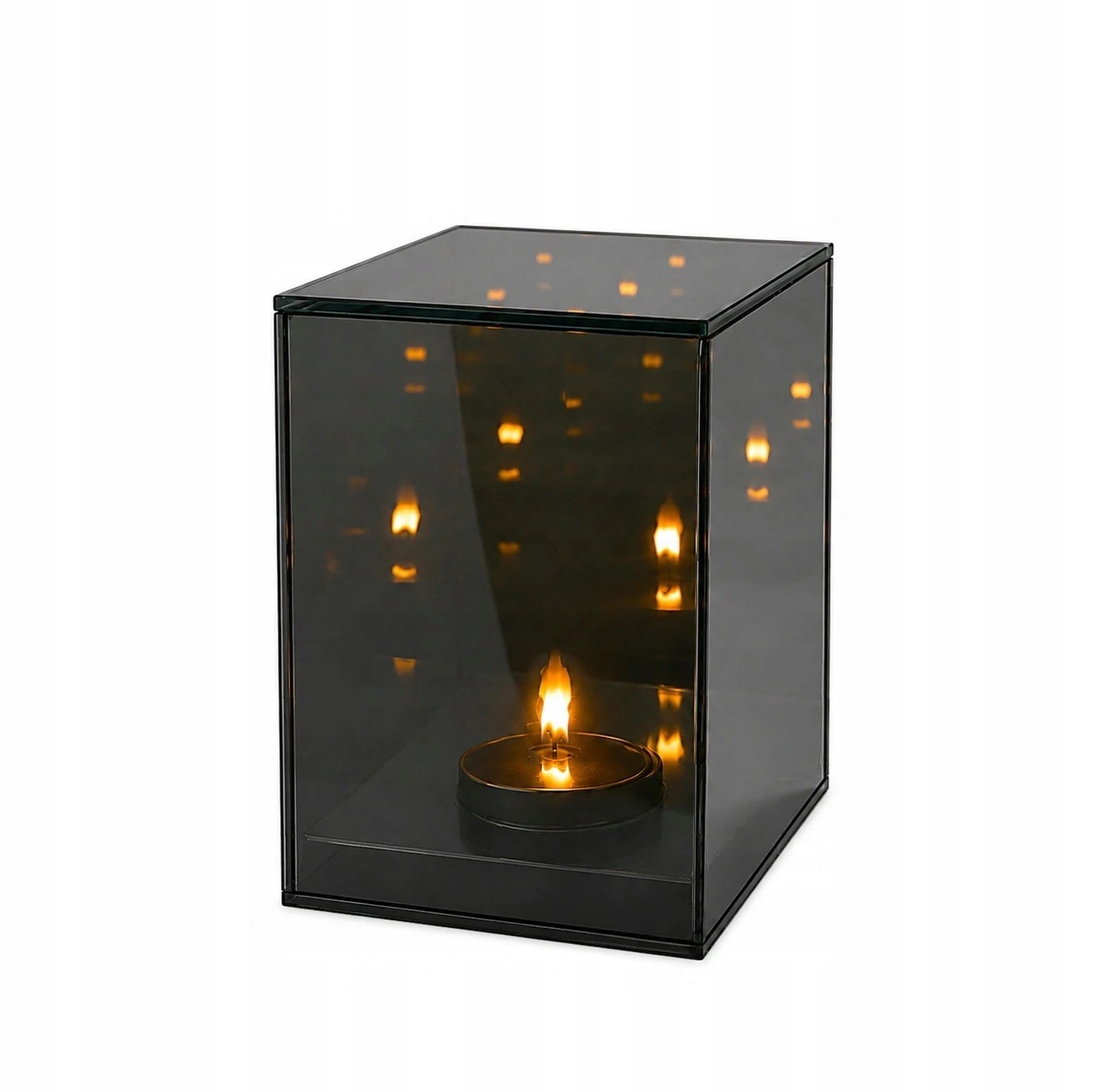 2x Moderní Hřbitovní Svíčka Lampion 3D Led Skleněný Zrcadlový 16/9/9 CM 2 Kusy