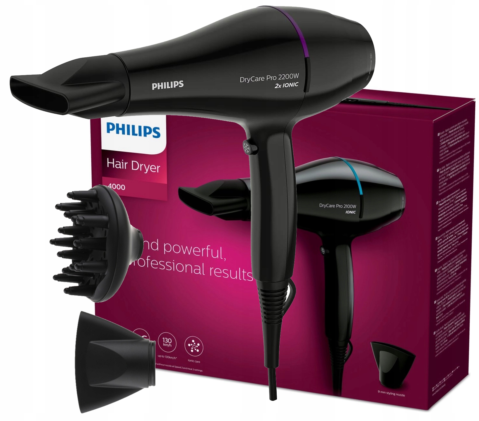 Sušič Vlasov Philips Hair Dryer 4000 BHD274 Difuzér Koncentrátor