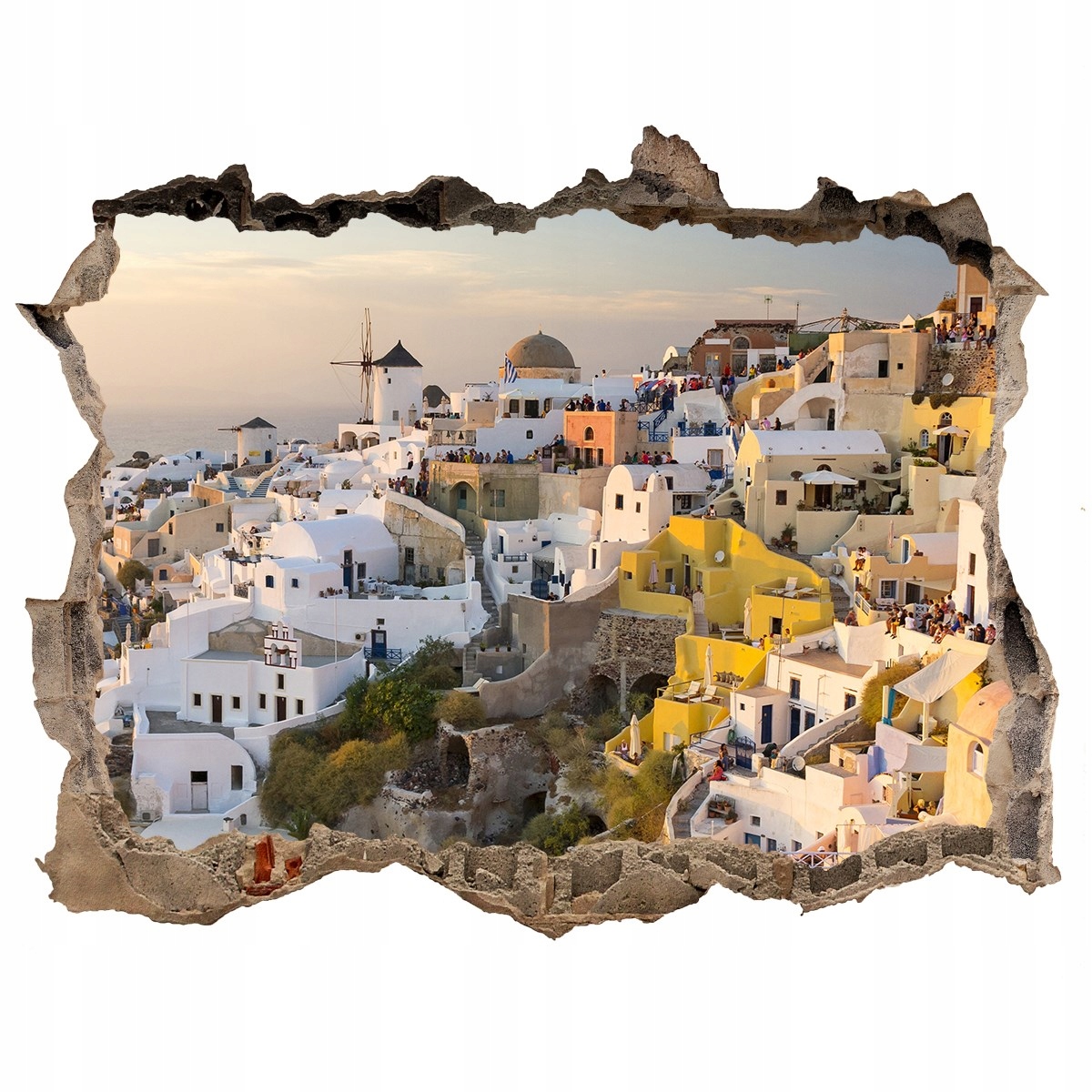 

Fototapeta dziura na ścianę 3d Santorini Grecja