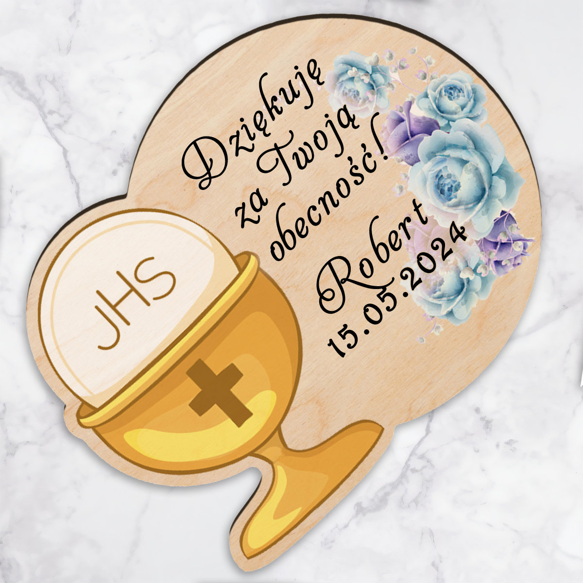 Komunia Święta podziękowanie dla gości kielich magnes Marka Neonex