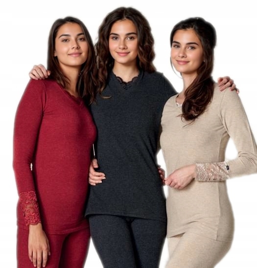 Teplá dámská košile s krajkou Hot Touch LVD 729 Šedá Zimní spodní prádlo S