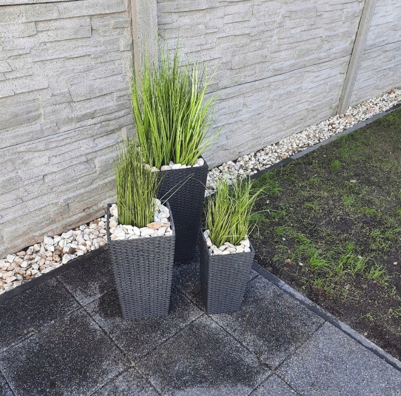 DONICZKI 3x ZESTAW DONICE OGRODOWE RATTAN ELEGANCKIE + WKŁADY ANTRACYT HIT! Waga produktu z opakowaniem jednostkowym 2 kg