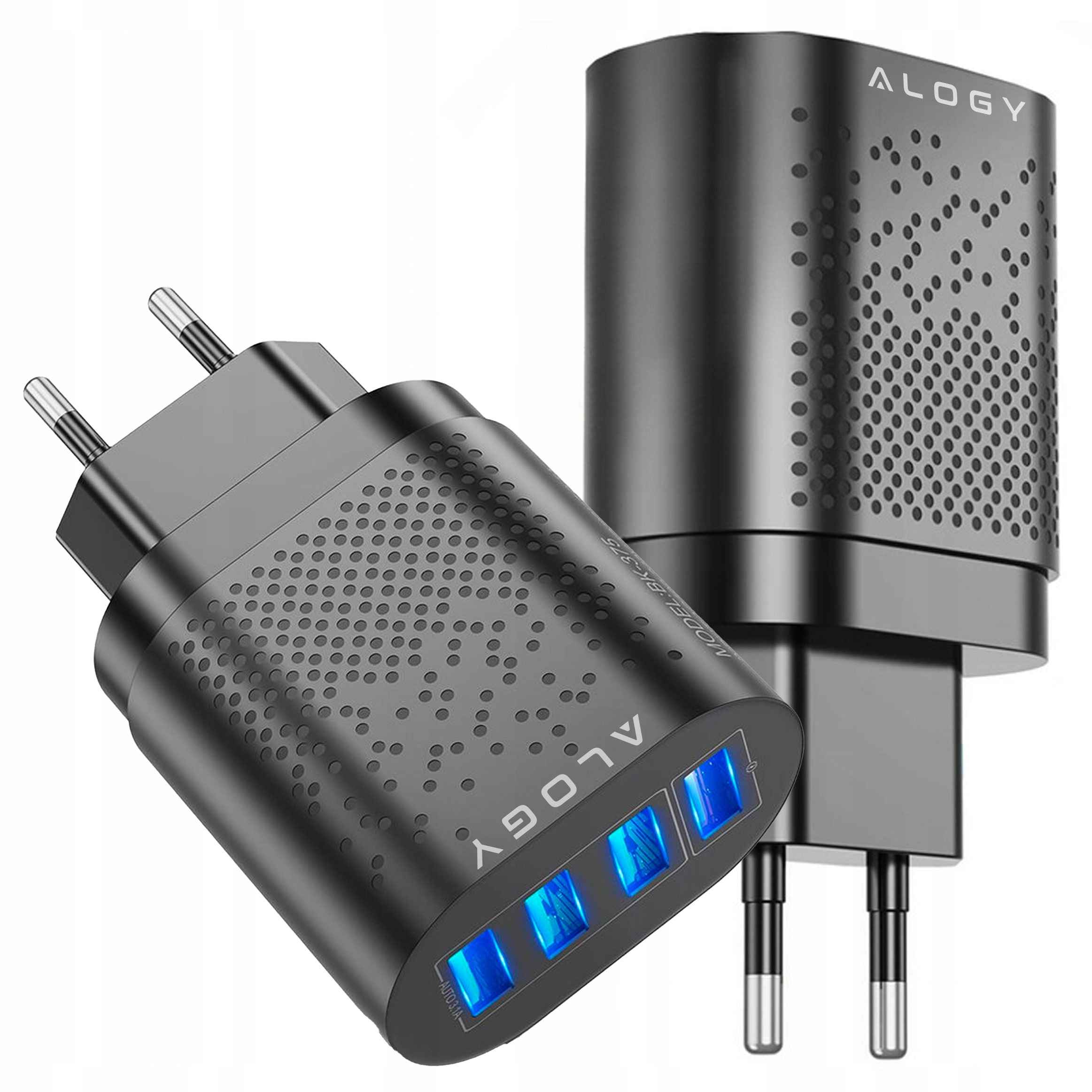 Szybka ładowarka sieciowa Mocna do telefonu Qc 3.0 48W czarna 4 porty Usb