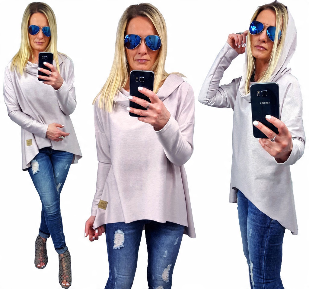 

Asymetryczna Tunika Bluza Sukienka Komin Kaptur M