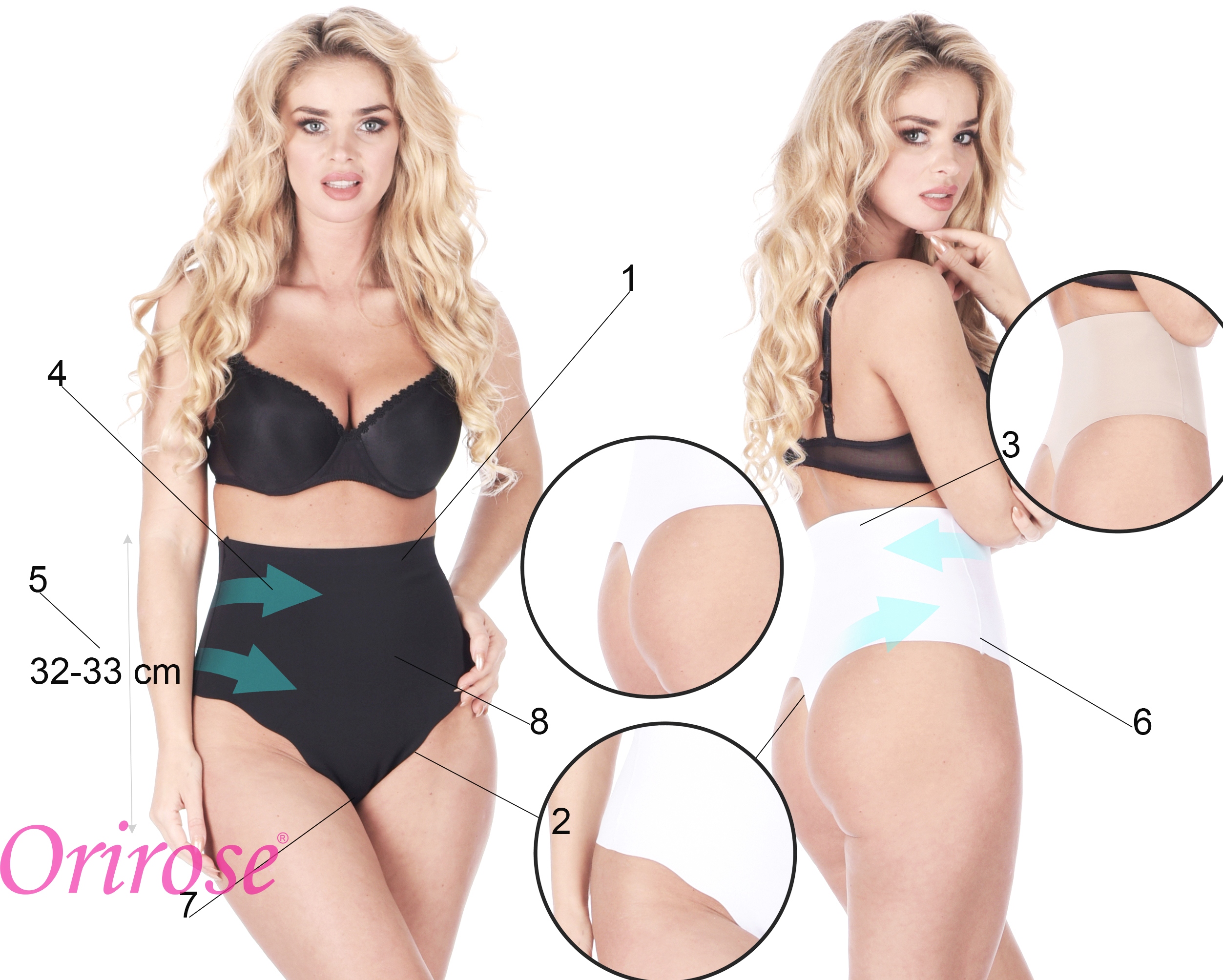 Orirose MAJTKI stringi WYSZCZUPLAJĄCE brzuch modelujące LASEROWE SIZE PLUS EAN (GTIN) 5904139463130