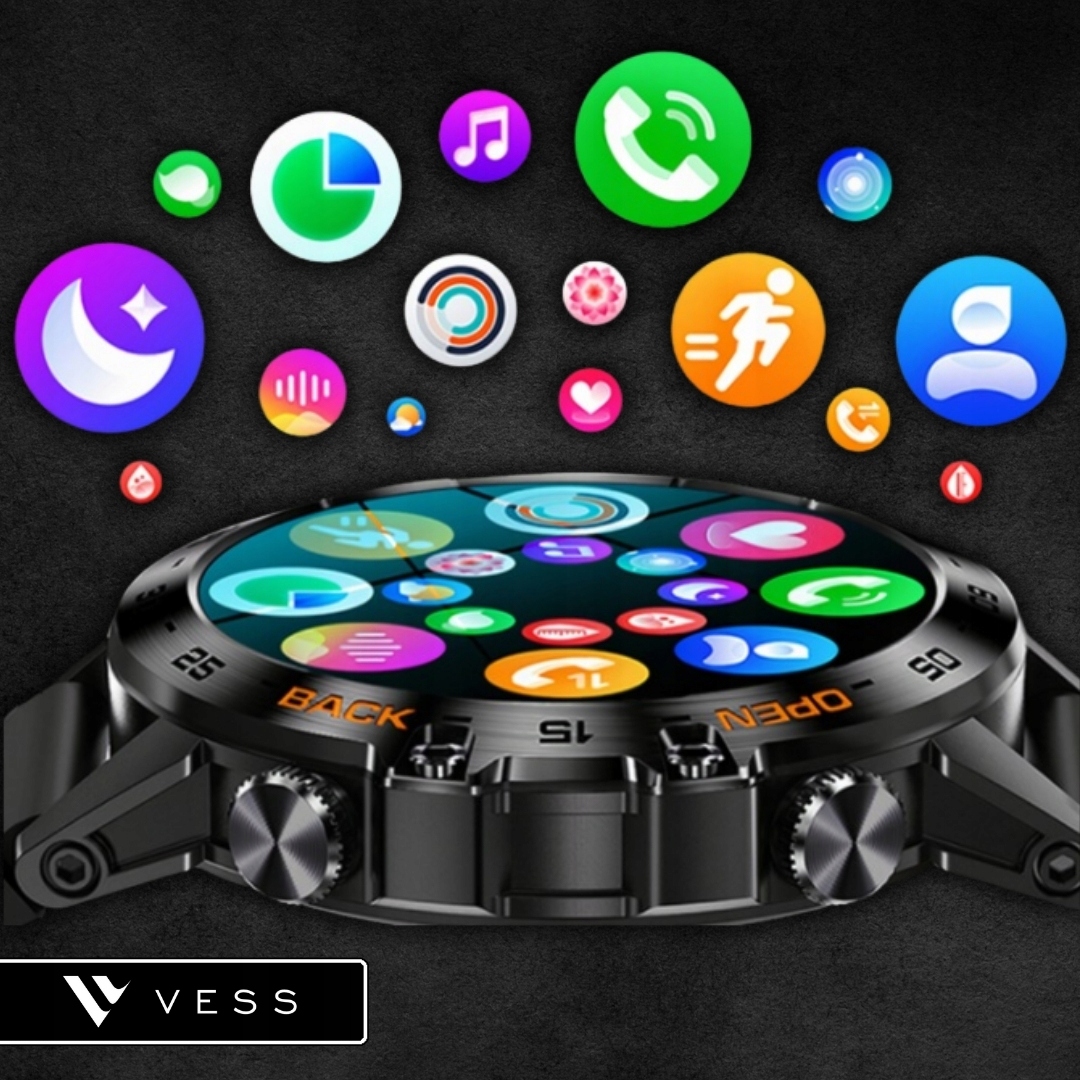 ZEGAREK SMARTWATCH MĘSKI 360x360 ROZMOWY MENU PL WODOODPORNY + GRATIS Kolor czarny