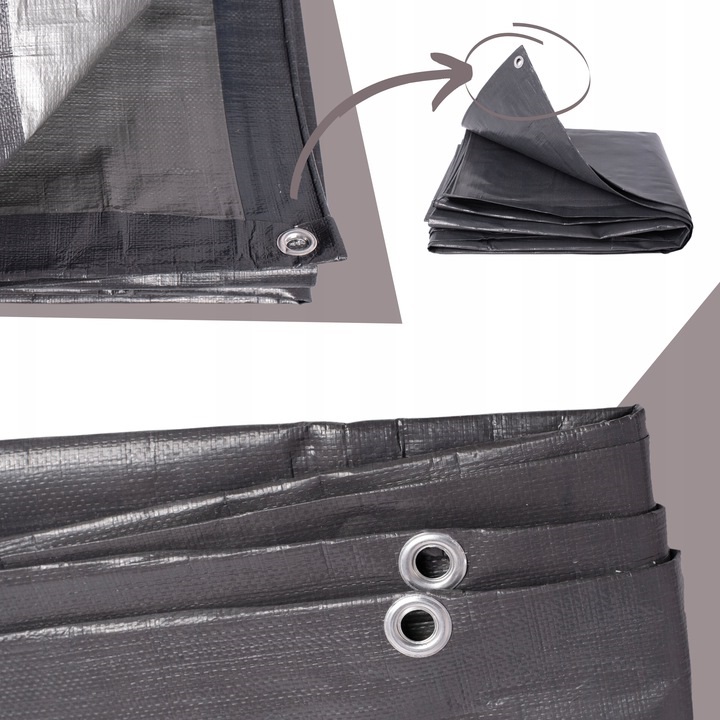 POKROWIEC NA MEBLE OGRODOWE PLANDEKA SZARY wodoodporny STÓŁ KRZESŁA 250x150 Długość 250 cm