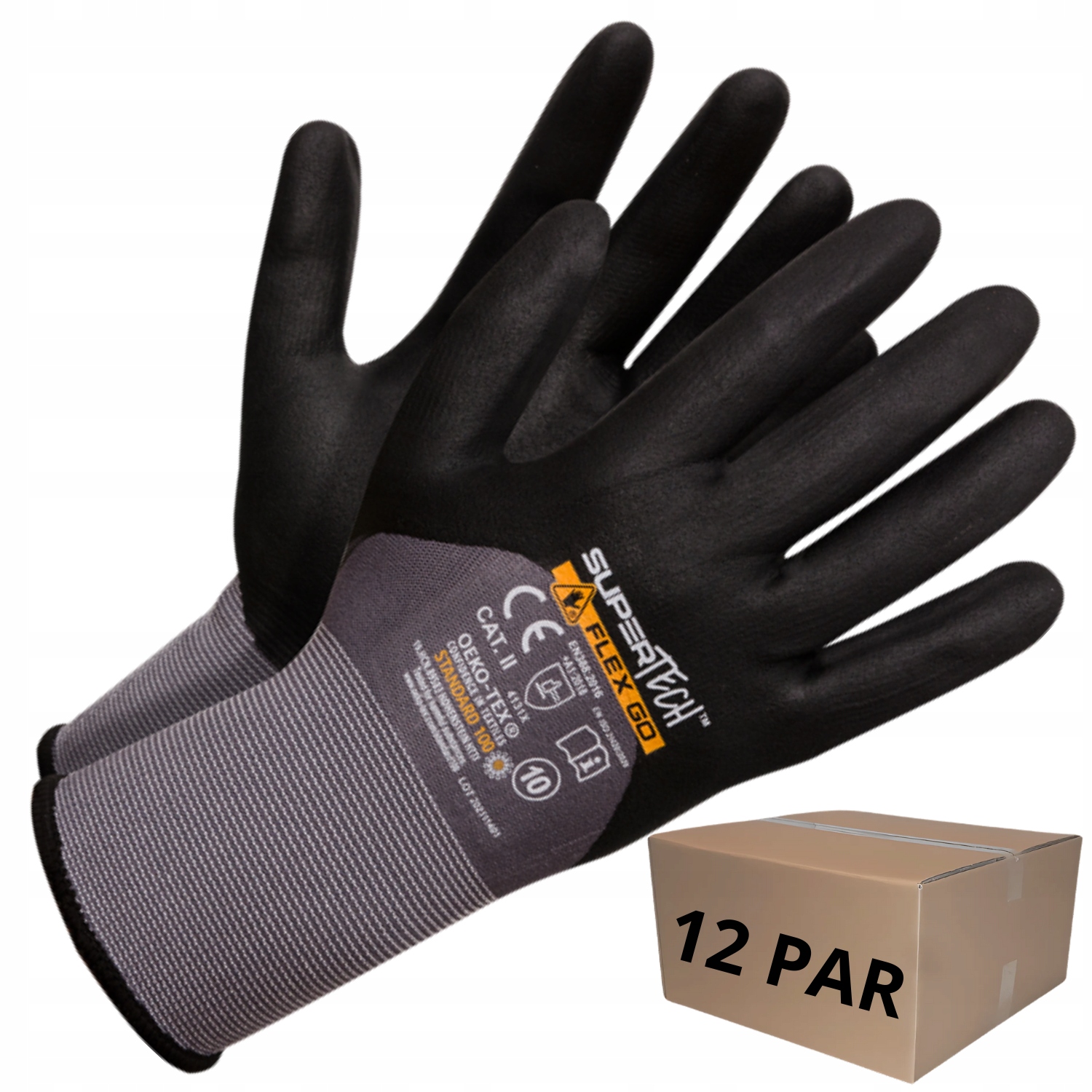 Mocne Rękawice robocze ochronne powlekane Flex Go pianka nitrylowe r.9 x12