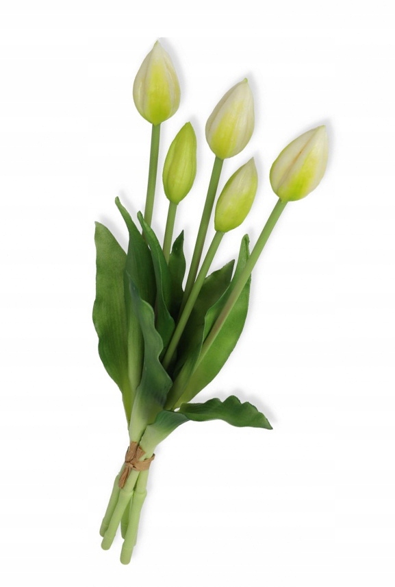 

Tulipany w pąku gumowe bukiet białozielone 38cm